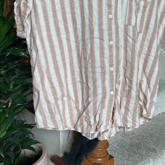 LOFT Lounge Linen Striped Blouse - Picture 3 of 9